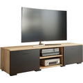 Malin, console TV gris fonce en bois