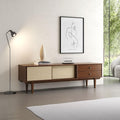 Decoration scandinave, meuble de television gris clair en bois 2 portes