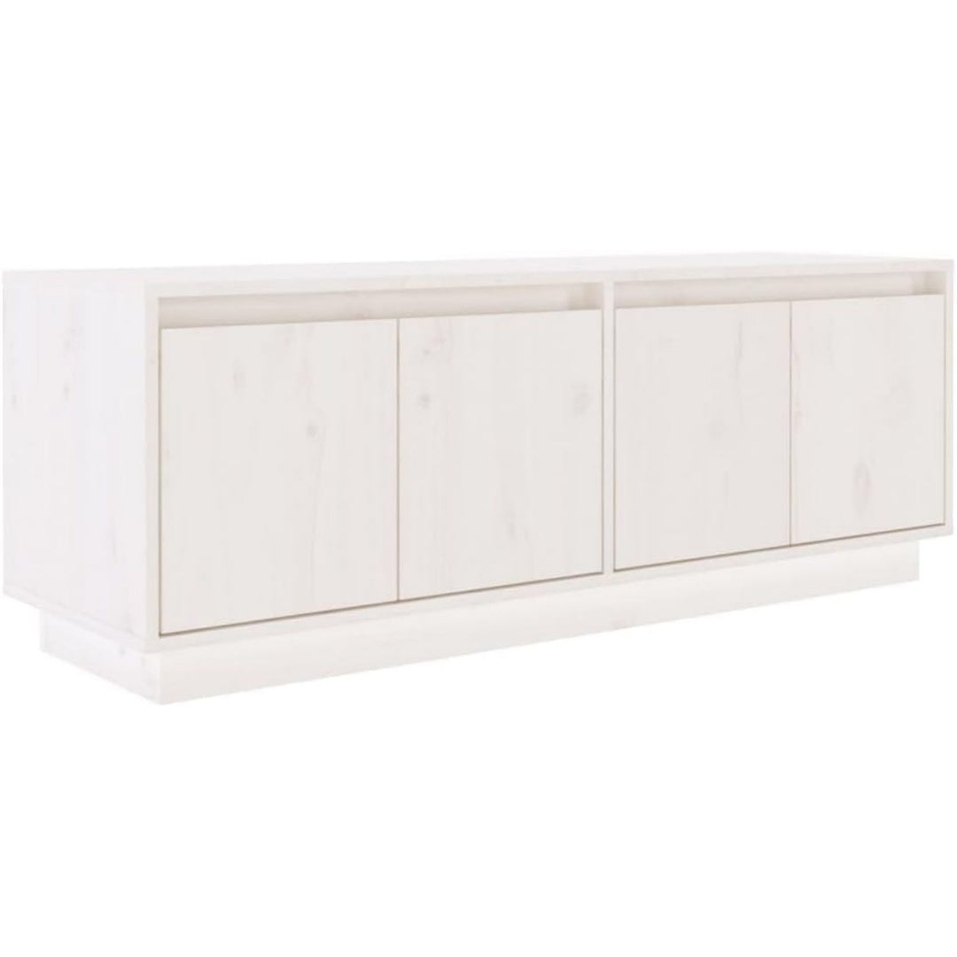 Meuble TV mobilier gris clair en bois massif esprit rustique