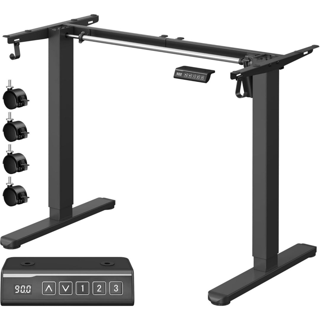 Bureau d'ordinateur gris fonce, metal, 58, 5 x 58, 5 x 118 cm