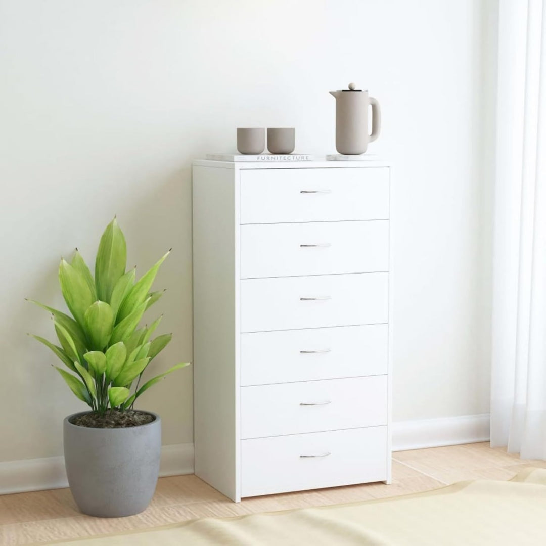 Buffet gris clair fonctionnel grand espace de rangement 6 tiroirs