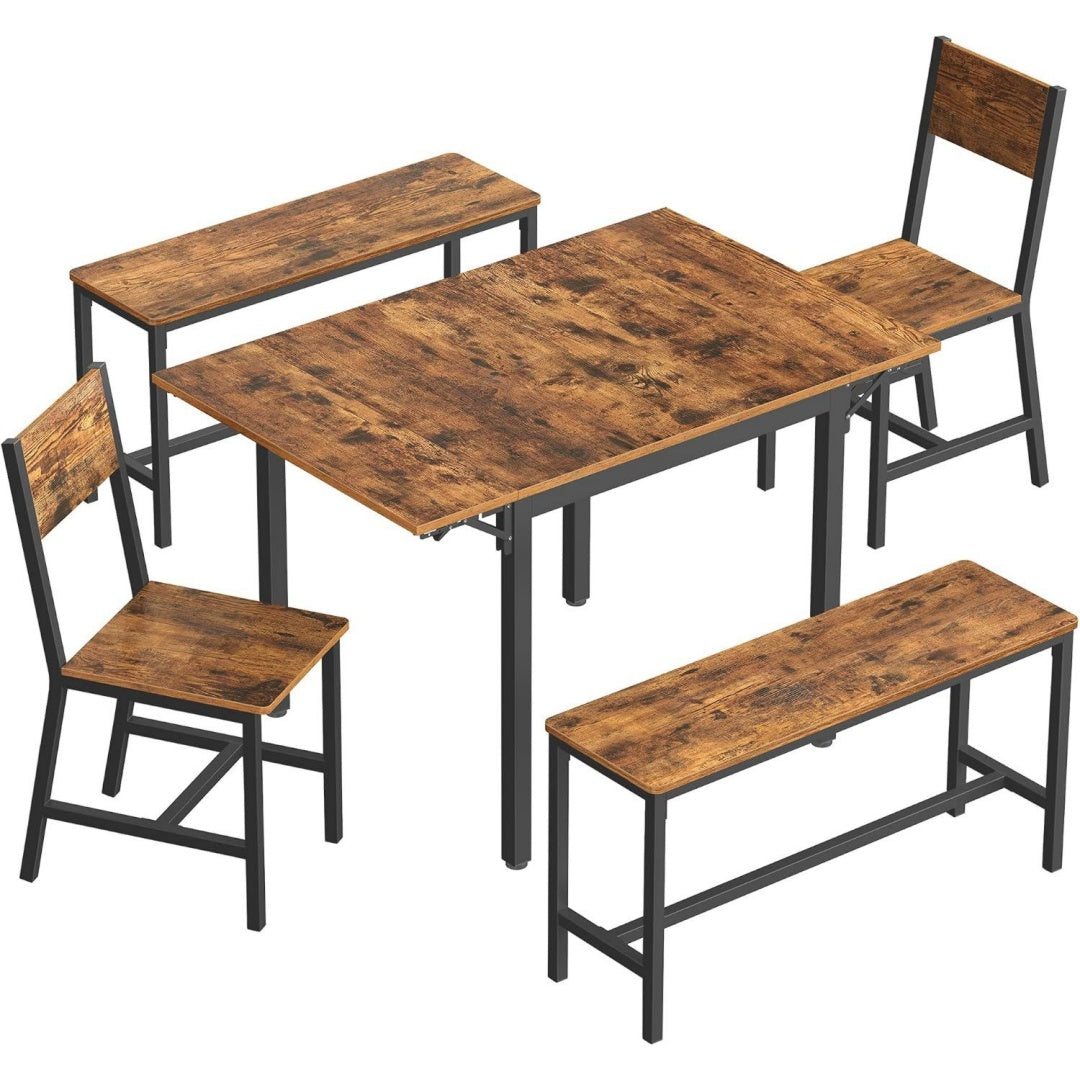 Ensemble salle a manger design rustique marron en metal