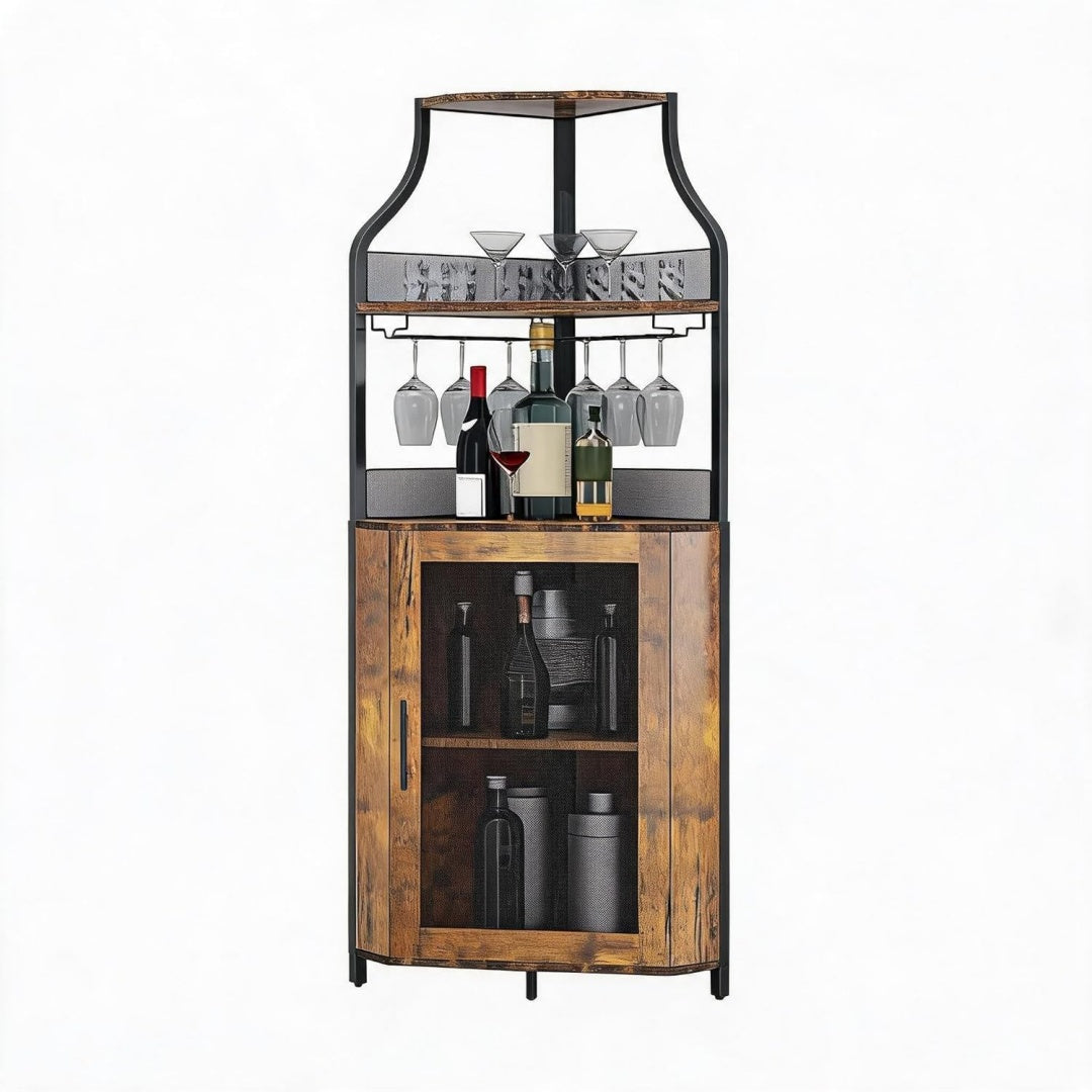 Marron chaleureux, cave a vin en bois style industriel