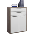 En bois, placard gris clair style moderne 2 tiroirs 2 portes
