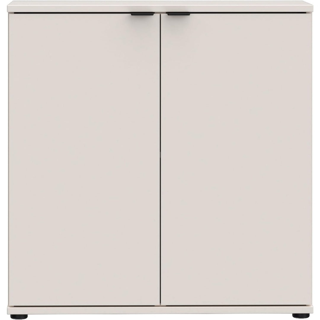 Commode rembourre en tissu gris clair style classique