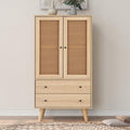 Buffet de style moderne avec des portes en rotin tresse