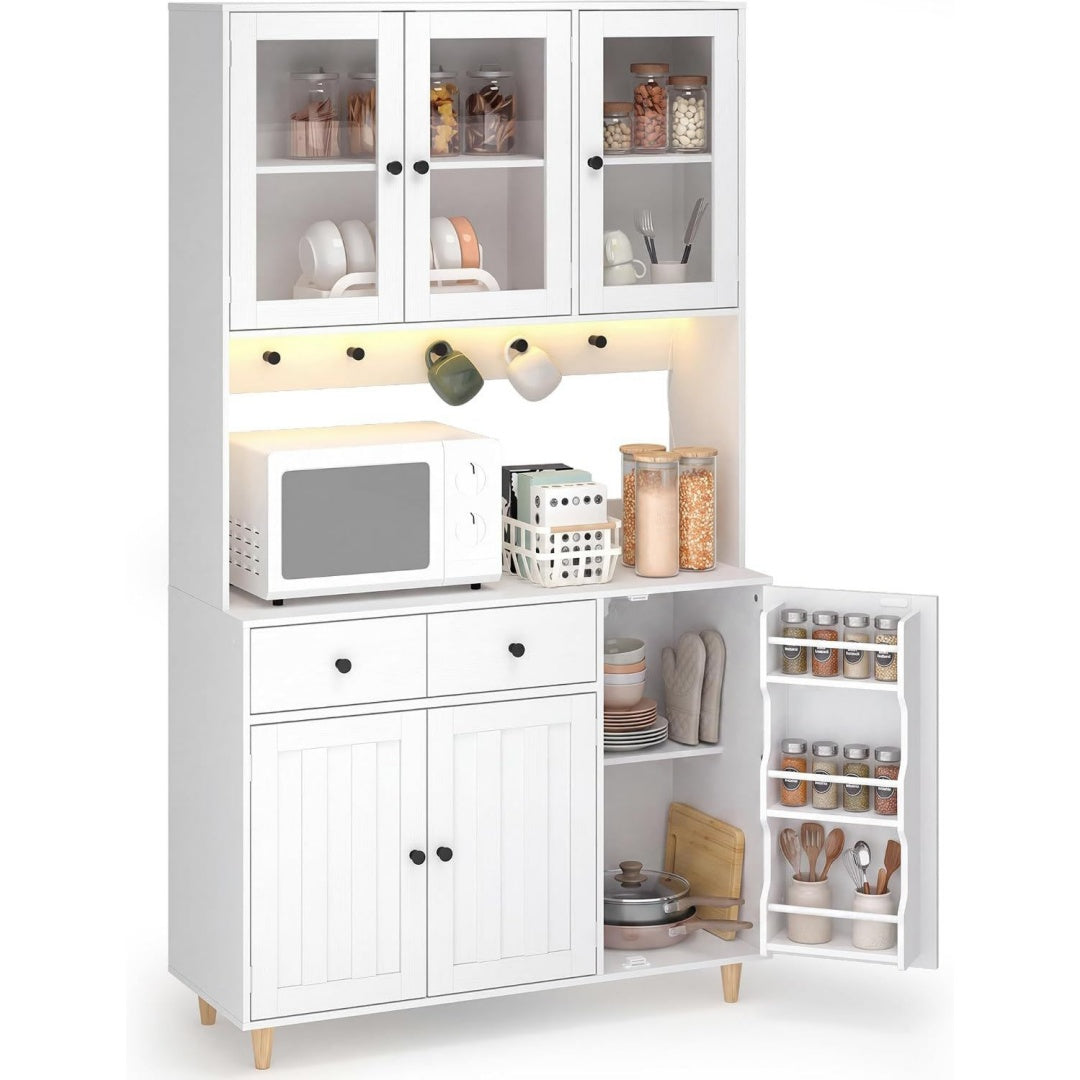 Superbe buffet gris clair en verre 100 x 38 x 180 cm