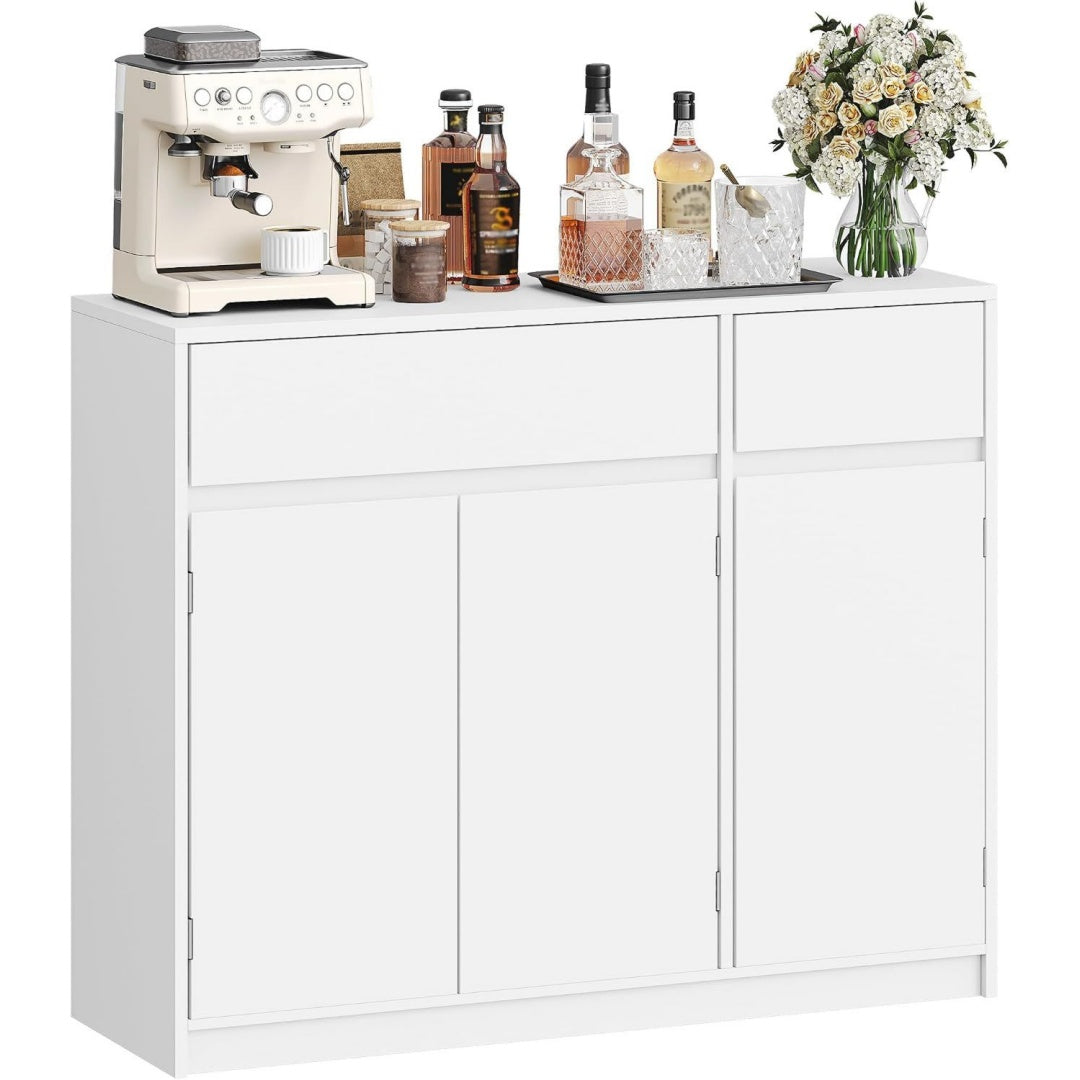 Enfilade gris clair design moderne bois ingenierie 2 tiroirs