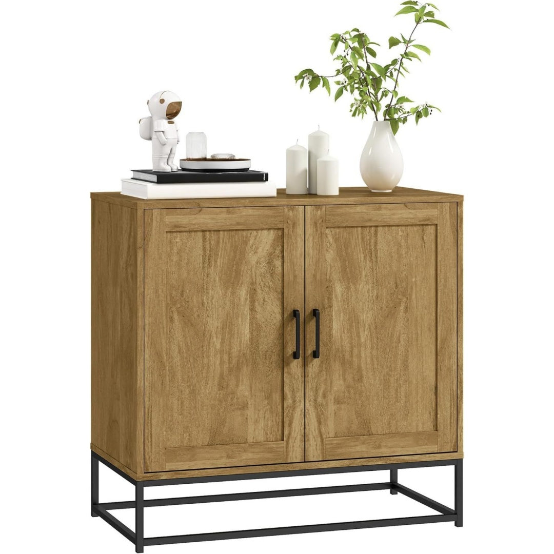 Buffet marron pour 80 cm, a 2 portes 4 tiroirs 2 etageres
