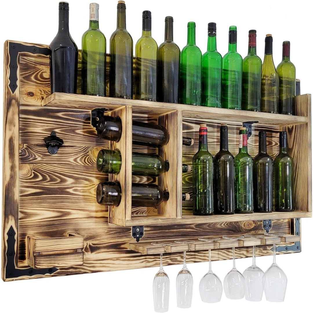 Cave a vin design epure, teinte marron, rangement optimise verre
